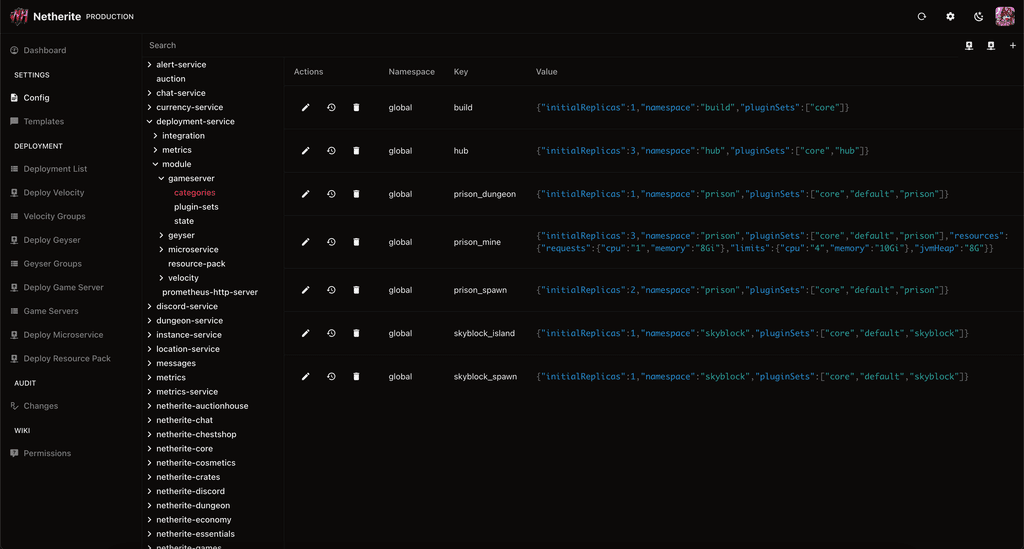 Admin Panel - Config Editor